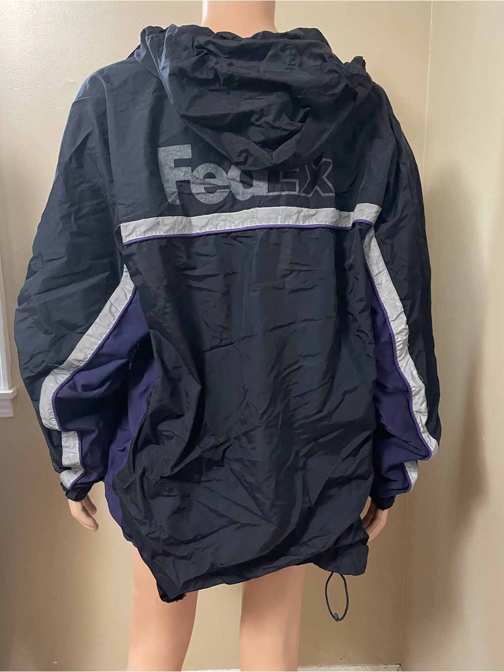 FedEx Black & Purple Hooded Windbreaker Raincoat 2X